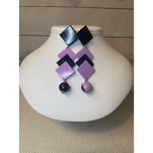 Vintage Purple & Black Earrings